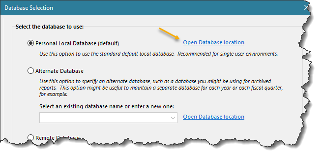 DatabaseOpenLocation