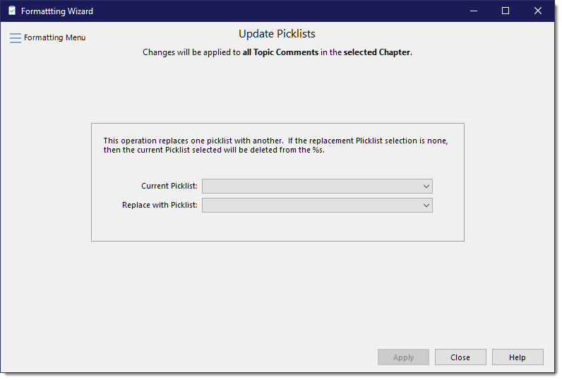 FormattingWizard-Picklists
