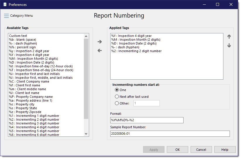 ReportNumbering