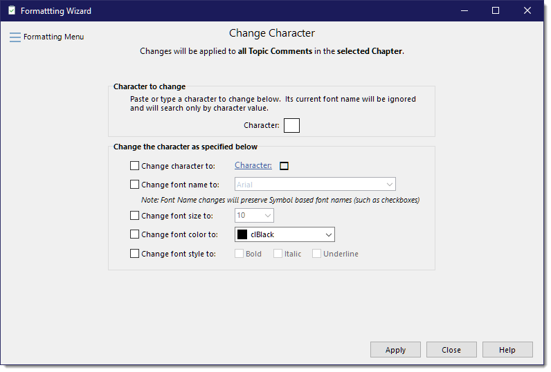 FormattingWizard-ChangeCharacter