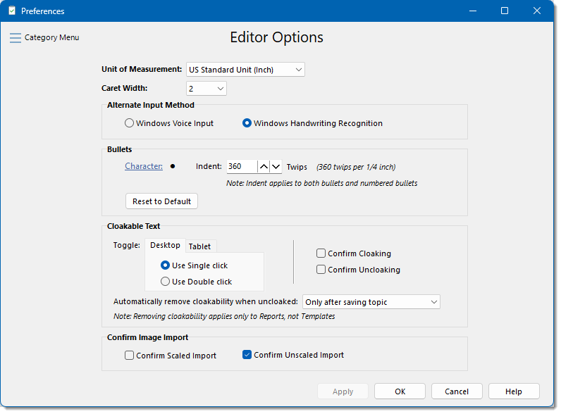 EditorOptions