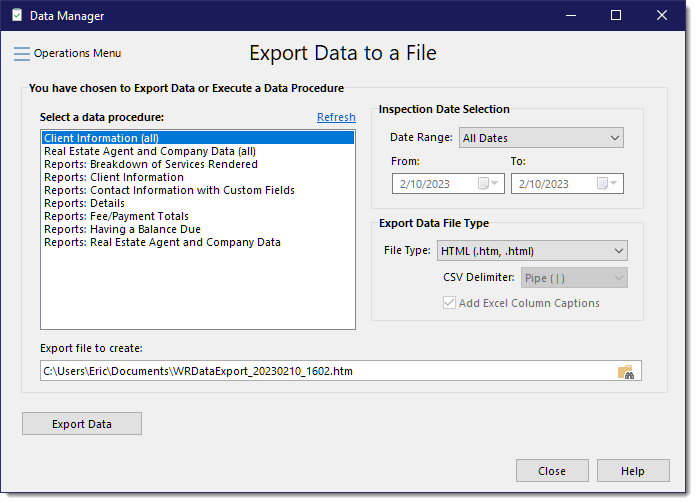 ExportData