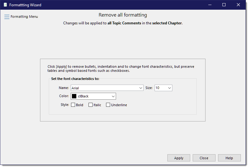 FormattingWizard-RemoveAllFormatting